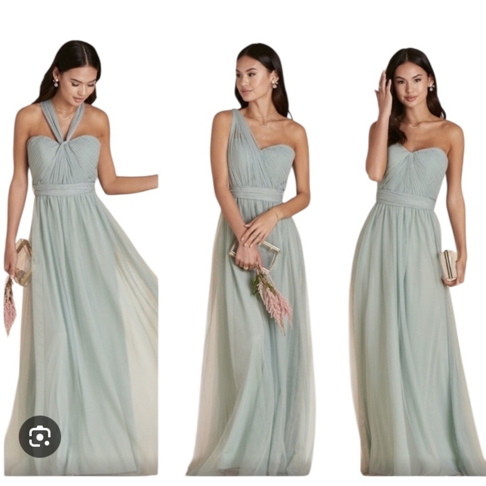 Birdy Grey NWT Christina Convertible Dusty Blue Maxi Length Bridesmaid Gown S